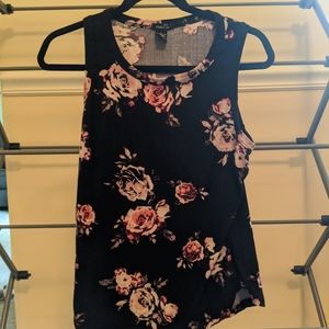 Black tank with roses